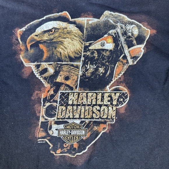 Harley Davidson Shirt Mens Large Black Motorcycle Bike Biker Eagle Logo - Picture 2 of 7